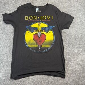 Bon Jovi Shirt Mens Medium NWT Black You Give Love A Bad Name Dagger Heart Graph